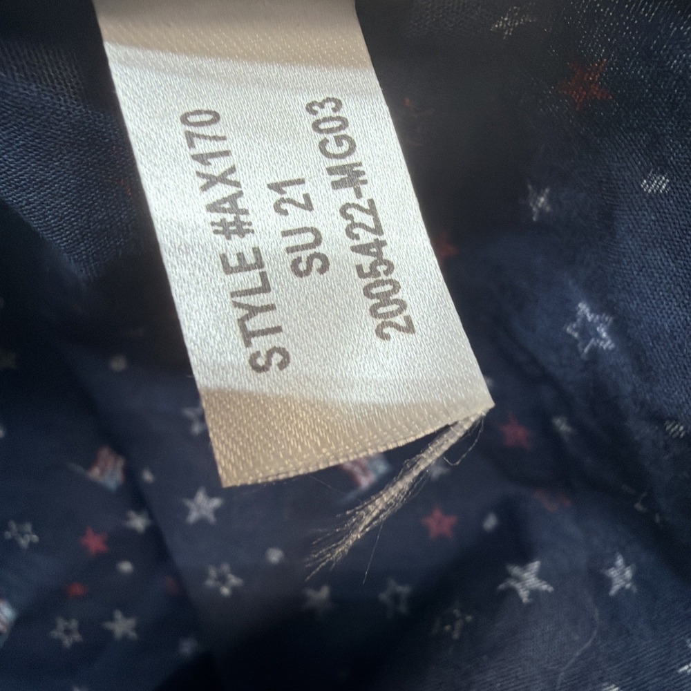 J Crew Slim Short Sleeve Button Down Shirt Flag Print Blue Large - Picture 8 of 10